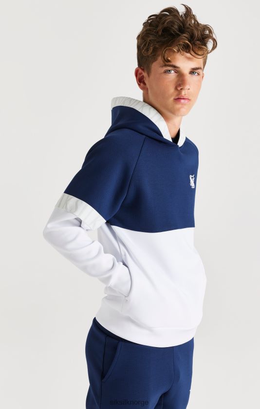 SikSilk gutter dynamisk hettegenser overhead - marine og hvit V8JH48292 klær