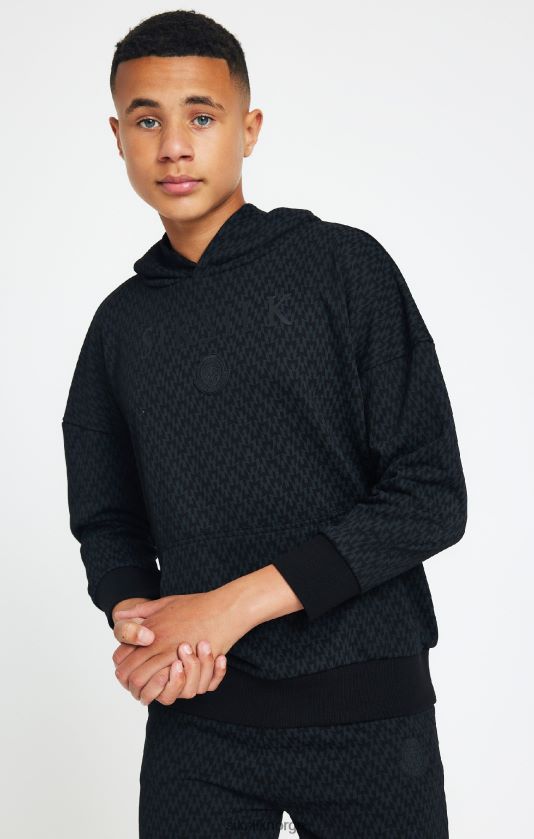SikSilk x gutter oversized hettegenser med sort trykt messi V8JH48288 klær