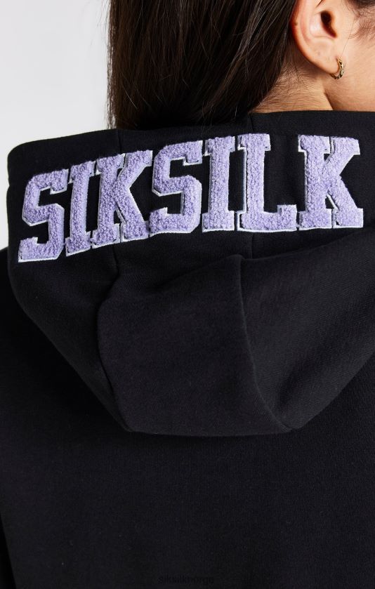 SikSilk jenter svart varsity logo hettegenser V8JH48344 klær
