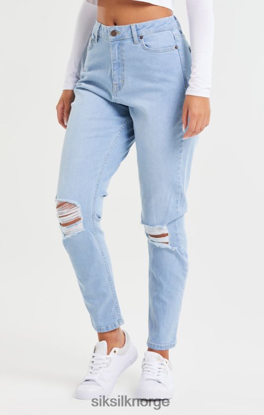 SikSilk kvinner lyseblå kne rip denim mom jean V8JH48189 klær