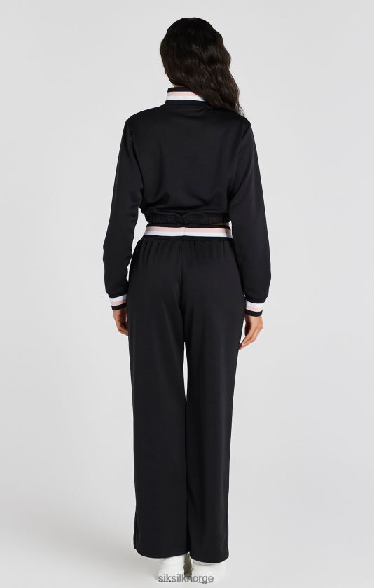 SikSilk kvinner svart varsity treningsbukse med brede ben V8JH48158 klær