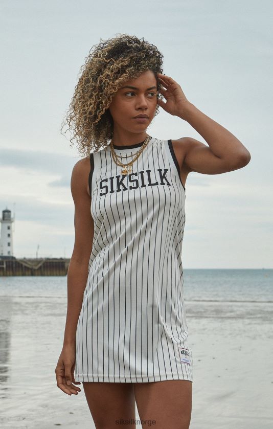 SikSilk kvinner ecru basketball pinstripe kjole V8JH48144 klær