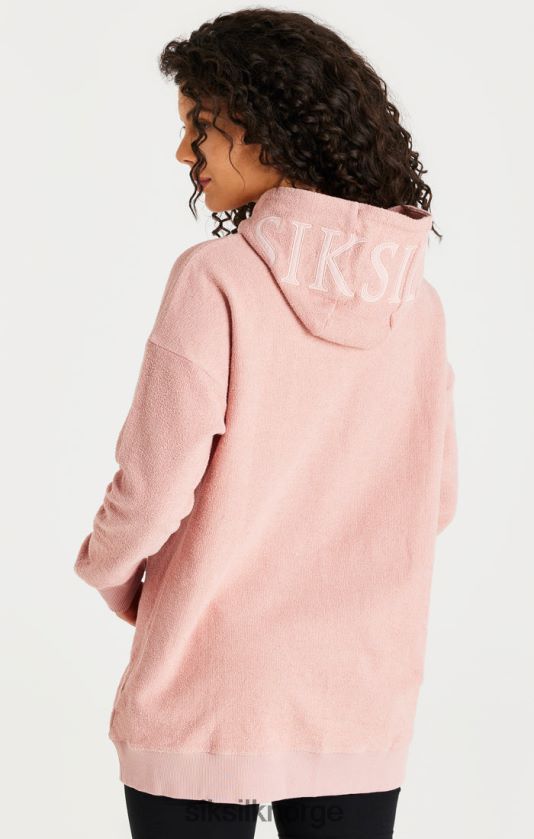 SikSilk kvinner rosa hettegenser i omvendt fleece V8JH48146 klær