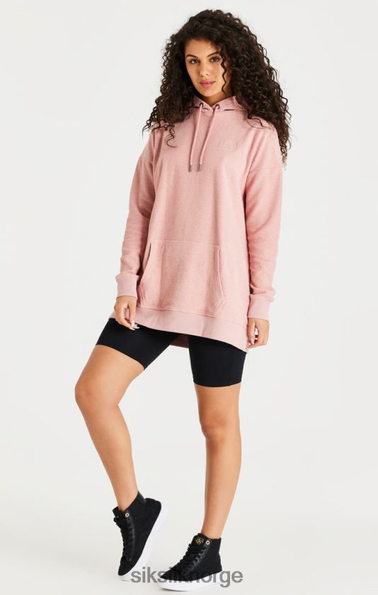 SikSilk kvinner rosa hettegenser i omvendt fleece V8JH48146 klær