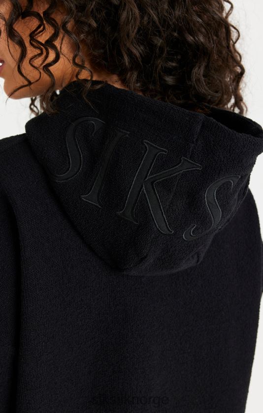 SikSilk kvinner svart hettegenser i omvendt fleece V8JH48151 klær