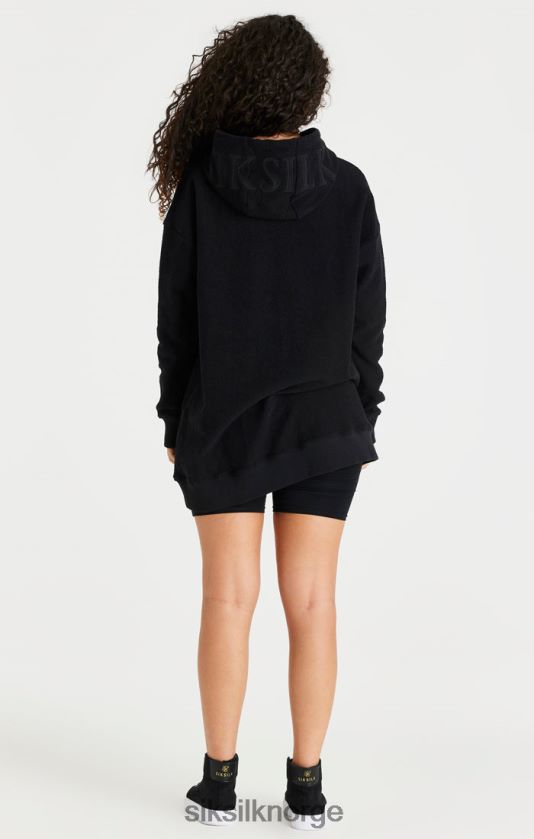 SikSilk kvinner svart hettegenser i omvendt fleece V8JH48151 klær