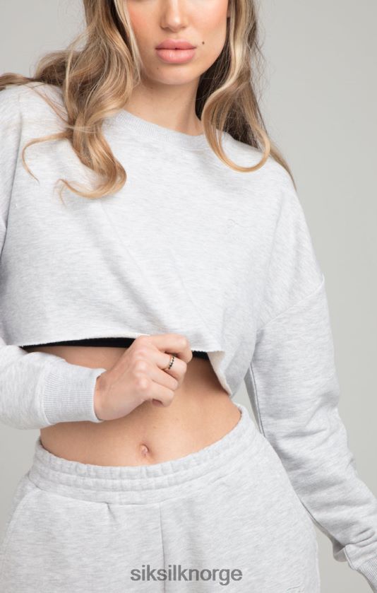 SikSilk kvinner cropped sweatshirt - grå mergel V8JH48122 klær