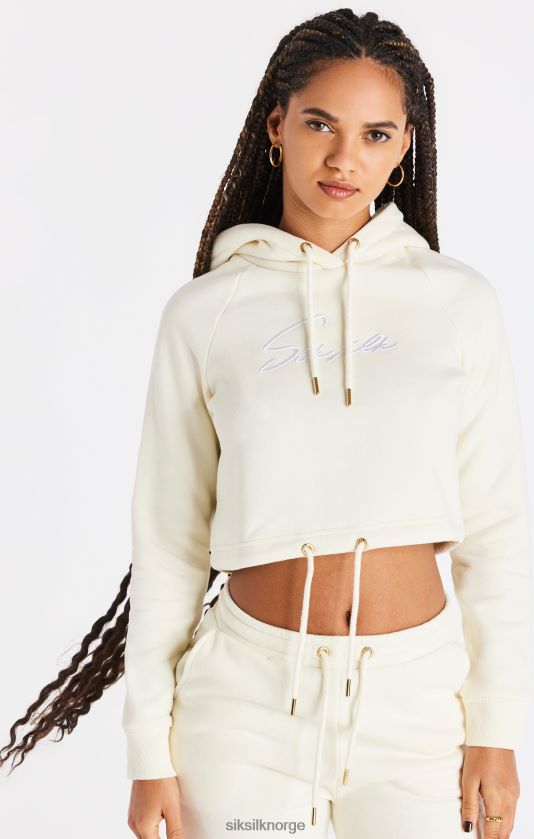 SikSilk kvinner ecru cropped hettegenser V8JH4886 klær