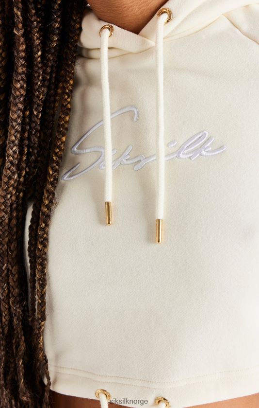 SikSilk kvinner ecru cropped hettegenser V8JH4886 klær