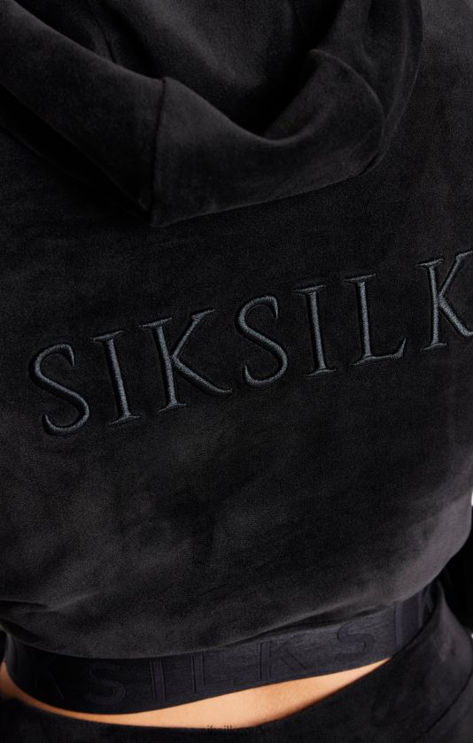 SikSilk kvinner hettegenser i sort velour V8JH4894 klær