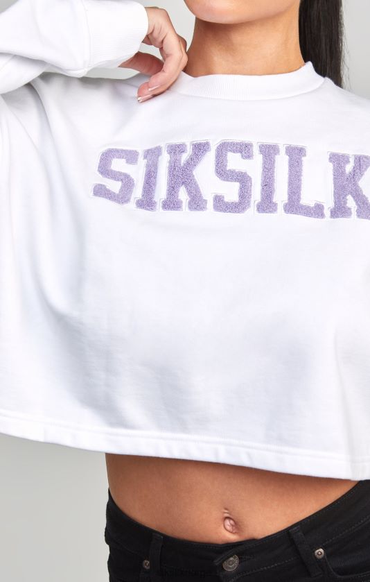 SikSilk kvinner hvit crop varsity sweatshirt V8JH4884 klær