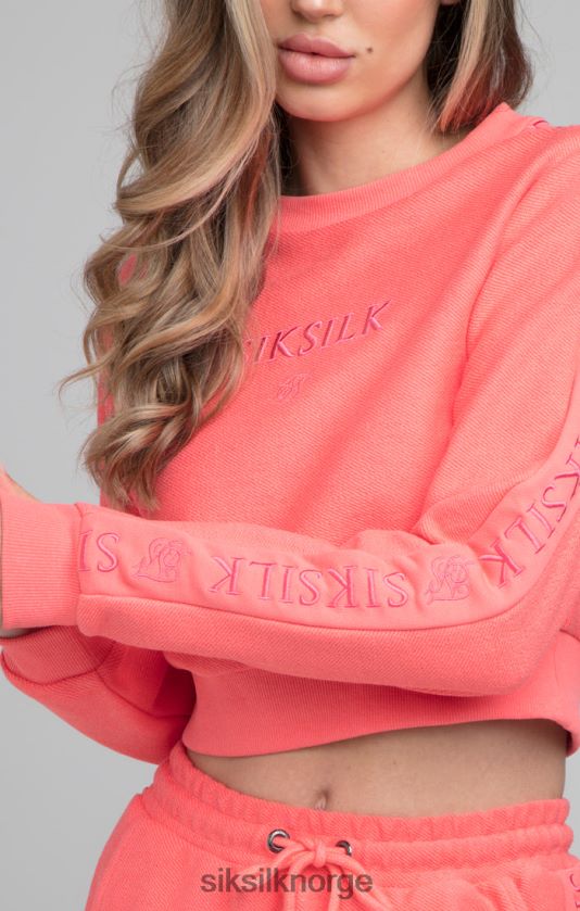 SikSilk kvinner loopback brodert crop sweat - rosa V8JH4896 klær