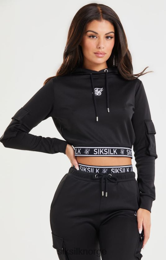 SikSilk kvinner svart cropped cargo-hettegenser V8JH48116 klær