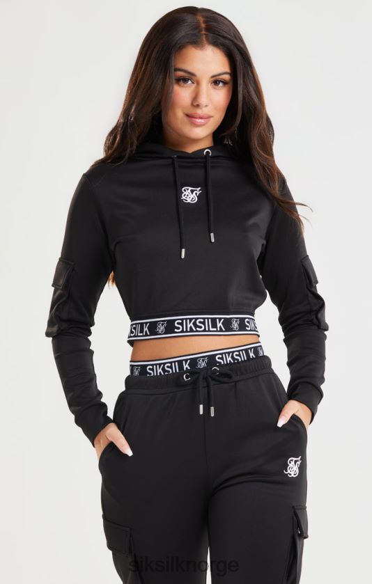 SikSilk kvinner svart cropped cargo-hettegenser V8JH48116 klær