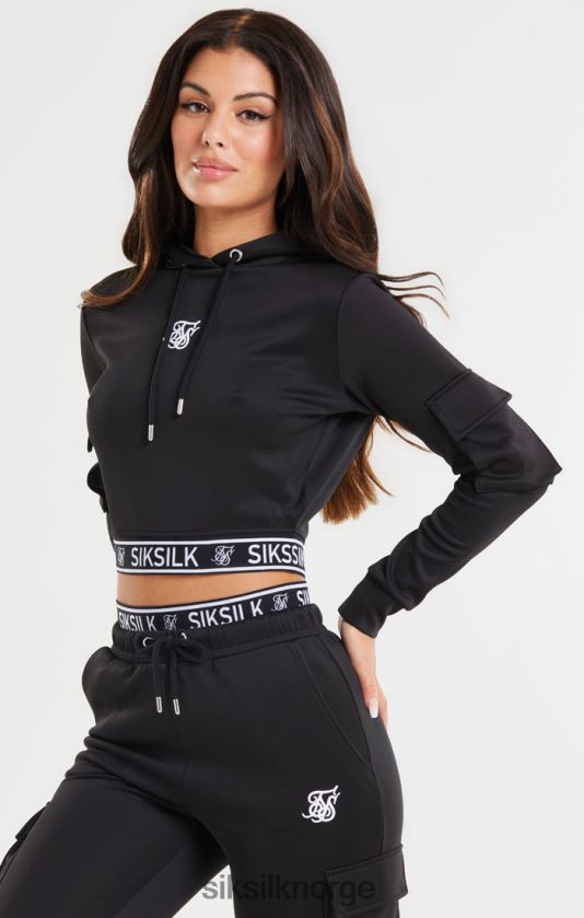 SikSilk kvinner svart cropped cargo-hettegenser V8JH48116 klær