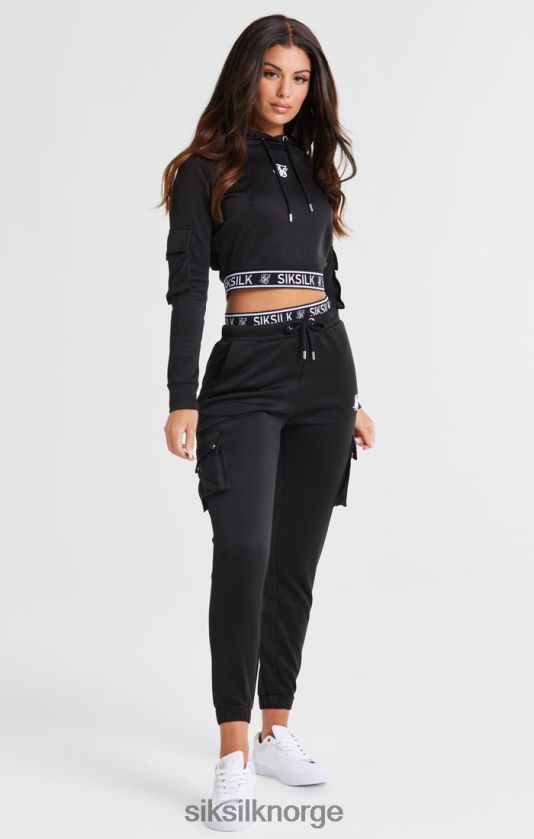 SikSilk kvinner svart cropped cargo-hettegenser V8JH48116 klær