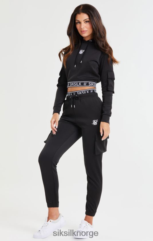 SikSilk kvinner svart cropped cargo-hettegenser V8JH48116 klær