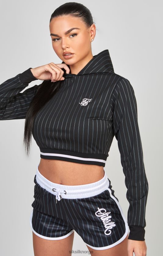 SikSilk kvinner svart varsity crop track topp V8JH4885 klær