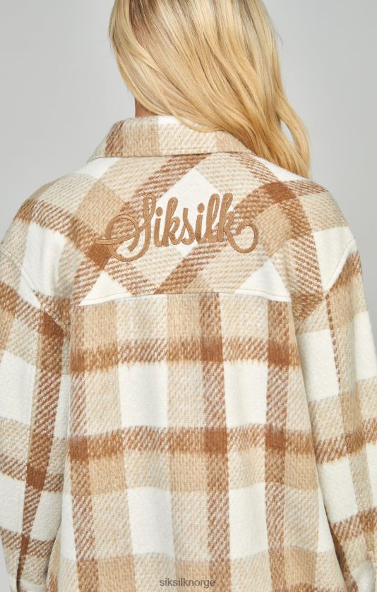 SikSilk kvinner beige rutete sjacket V8JH48137 klær