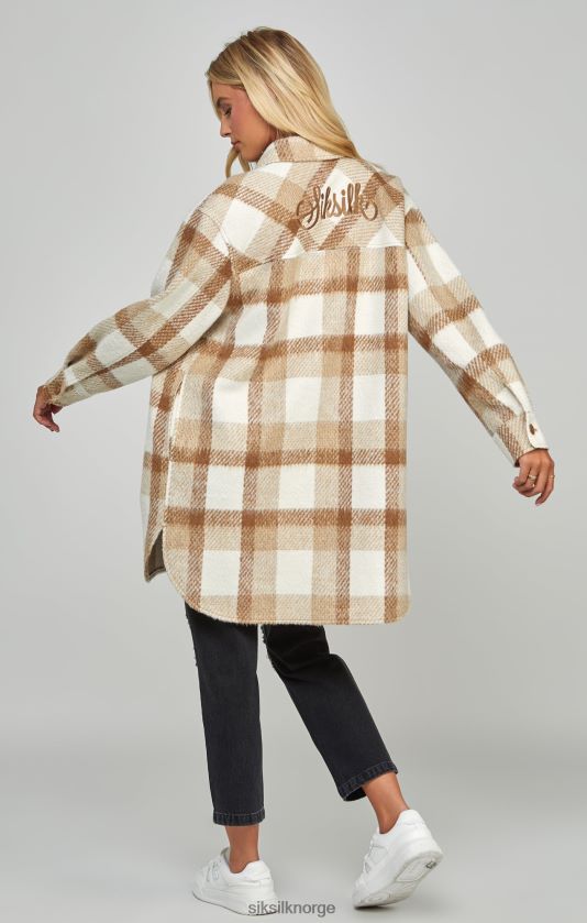 SikSilk kvinner beige rutete sjacket V8JH48137 klær