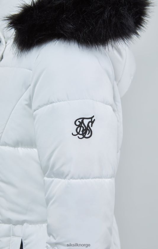 SikSilk kvinner hvit langline-polstret parkas V8JH48128 klær