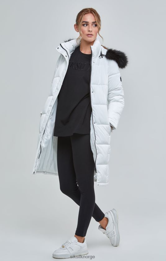 SikSilk kvinner hvit langline-polstret parkas V8JH48128 klær