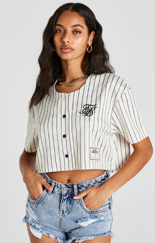 SikSilk kvinner ecru crop baseballtrøye V8JH4833 klær