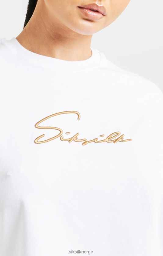SikSilk kvinner hvit signatur crop tee V8JH4845 klær
