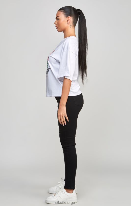 SikSilk kvinner hvit varsity crop t-skjorte V8JH4853 klær