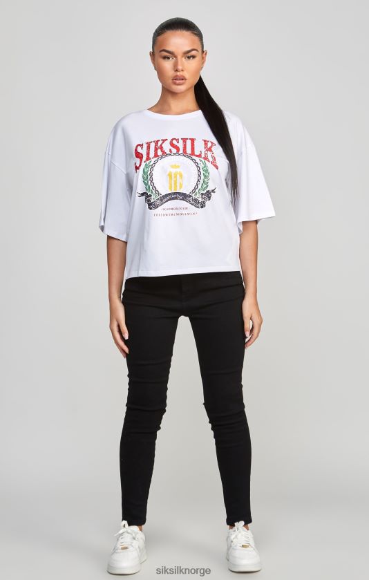 SikSilk kvinner hvit varsity crop t-skjorte V8JH4853 klær