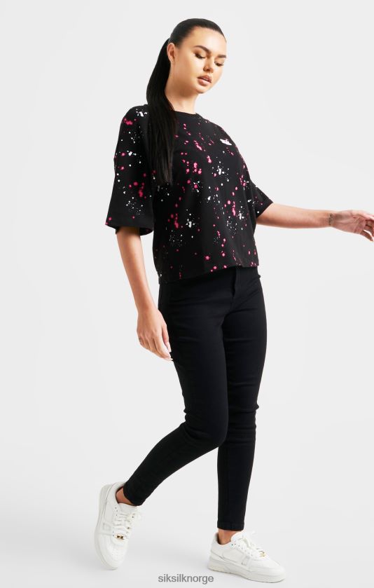 SikSilk kvinner svart malingssprut t-skjorte V8JH4867 klær