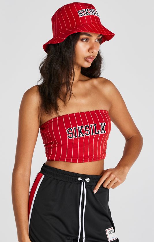 SikSilk kvinner rød pinstripe bandeau topp V8JH48208 klær