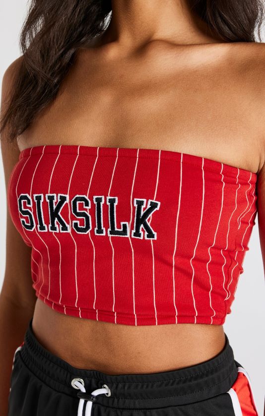 SikSilk kvinner rød pinstripe bandeau topp V8JH48208 klær
