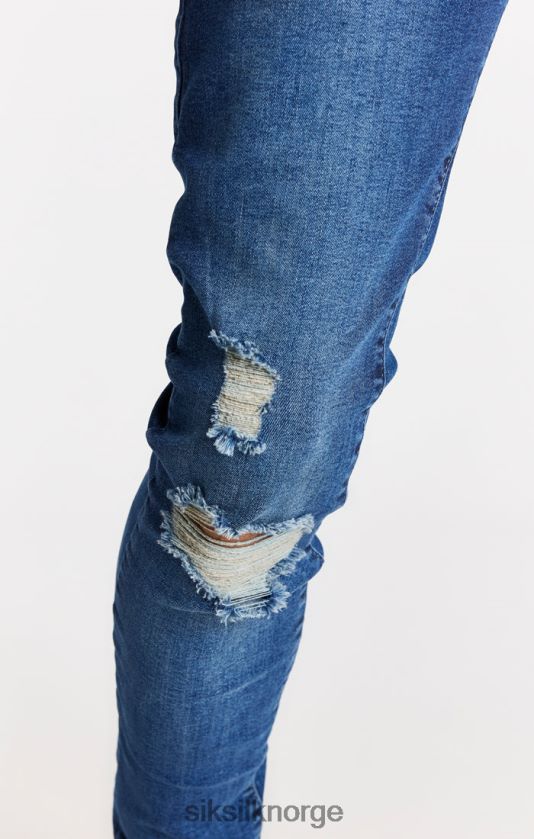 SikSilk menn blå distressed slim fit jeans V8JH48563 klær