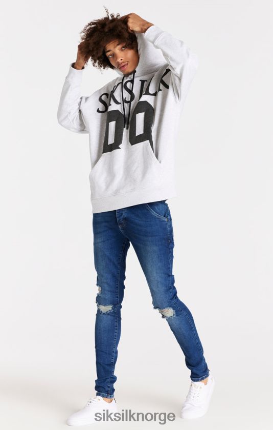 SikSilk menn blå distressed slim fit jeans V8JH48563 klær
