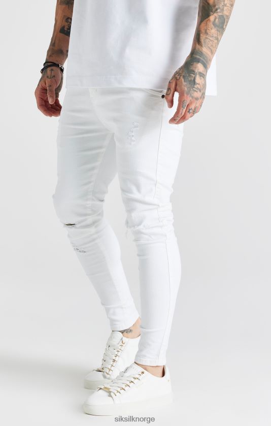 SikSilk menn hvit essensiell distressed skinny jeans V8JH48553 klær