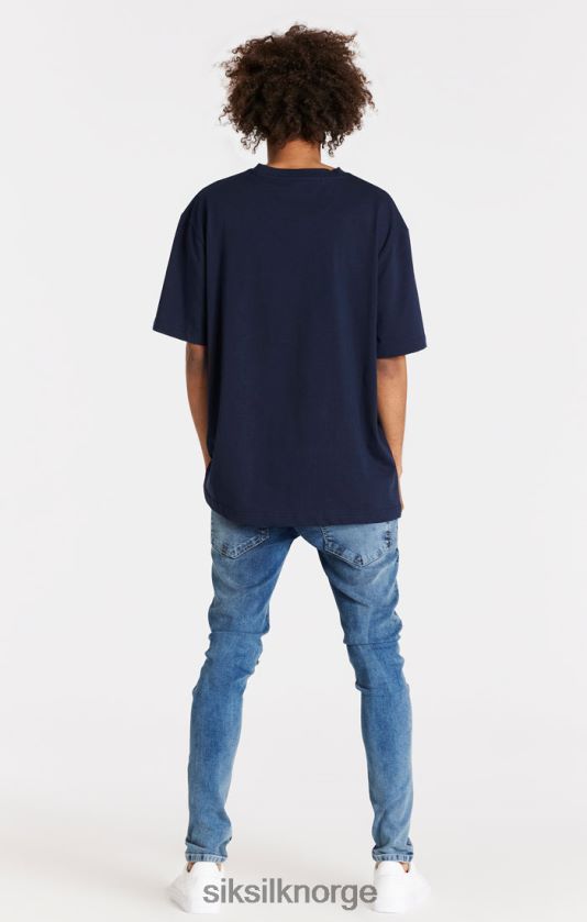 SikSilk menn lyseblå distressed slim fit jeans V8JH48558 klær