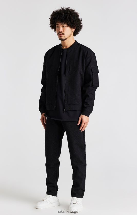 SikSilk menn svart repeat logo slim fit denim jeans V8JH48546 klær