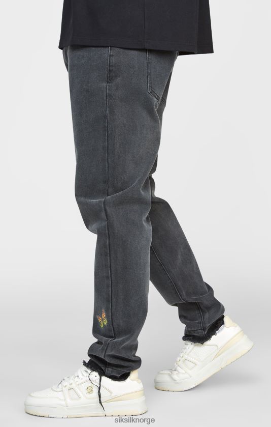 SikSilk menn svart sommerfugl denim med rett passform V8JH48562 klær