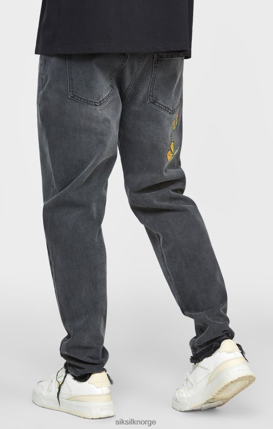 SikSilk menn svart sommerfugl denim med rett passform V8JH48562 klær