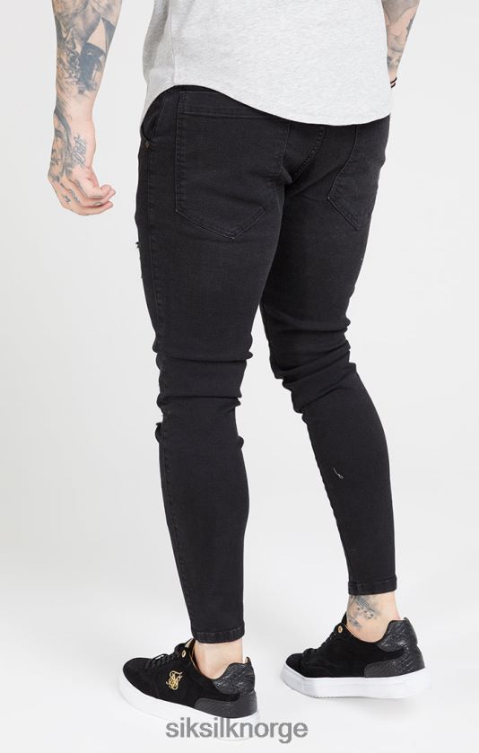 SikSilk menn svart vasket essensiell distressed skinny jeans V8JH48554 klær
