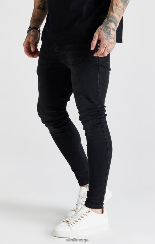 SikSilk menn svart vasket essensiell skinny jeans V8JH48557 klær