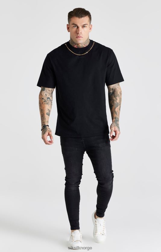 SikSilk menn svart vasket essensiell skinny jeans V8JH48557 klær