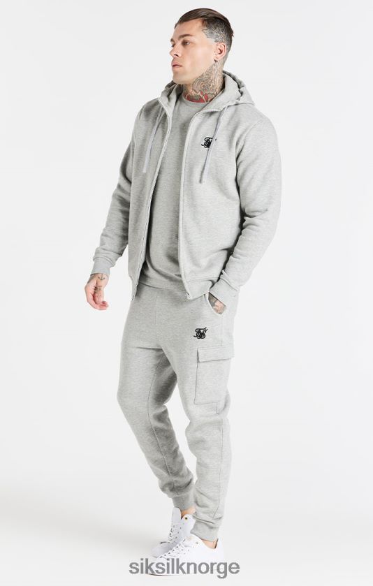 SikSilk menn grå essensiell cargo fleece jogger V8JH48538 klær