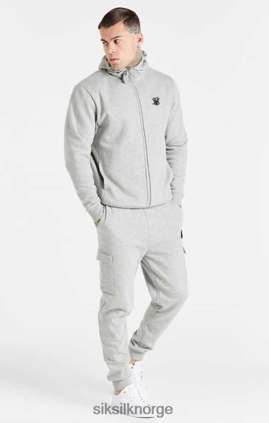 SikSilk menn grå essensiell cargo fleece jogger V8JH48538 klær