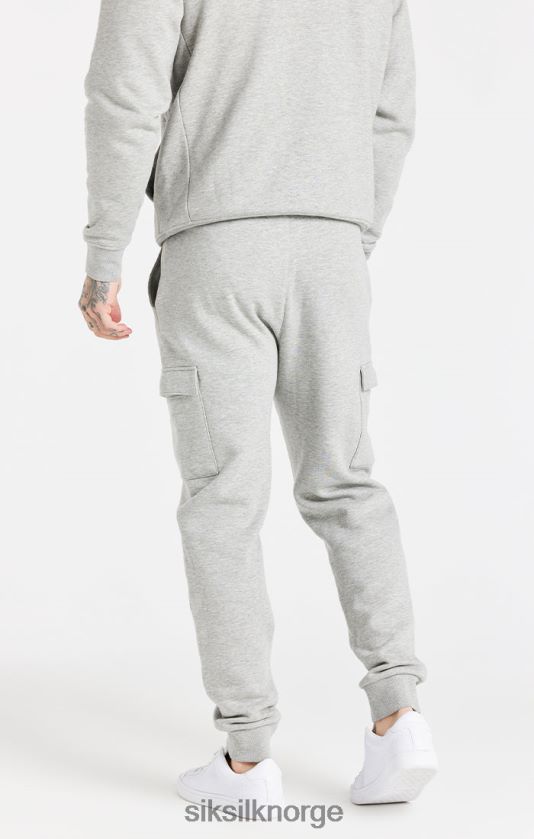 SikSilk menn grå essensiell cargo fleece jogger V8JH48538 klær
