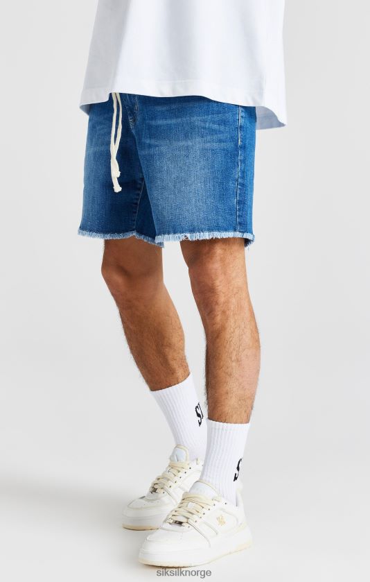 SikSilk menn blå råsøm avslappet denim short V8JH48587 klær
