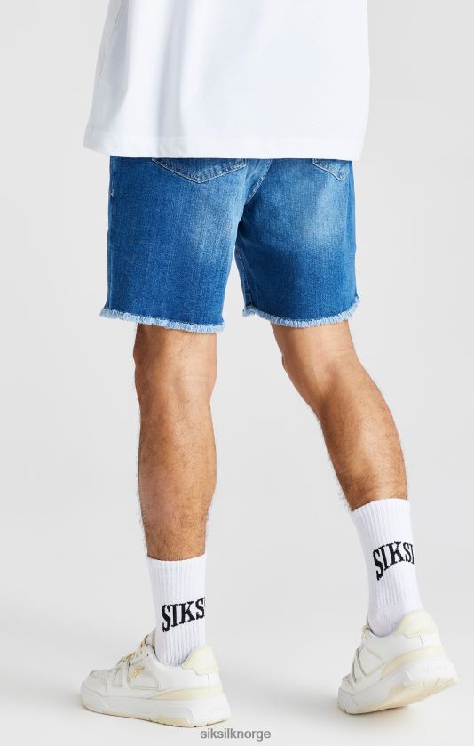 SikSilk menn blå råsøm avslappet denim short V8JH48587 klær