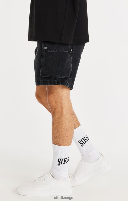 SikSilk menn svart denim cargo short V8JH48598 klær