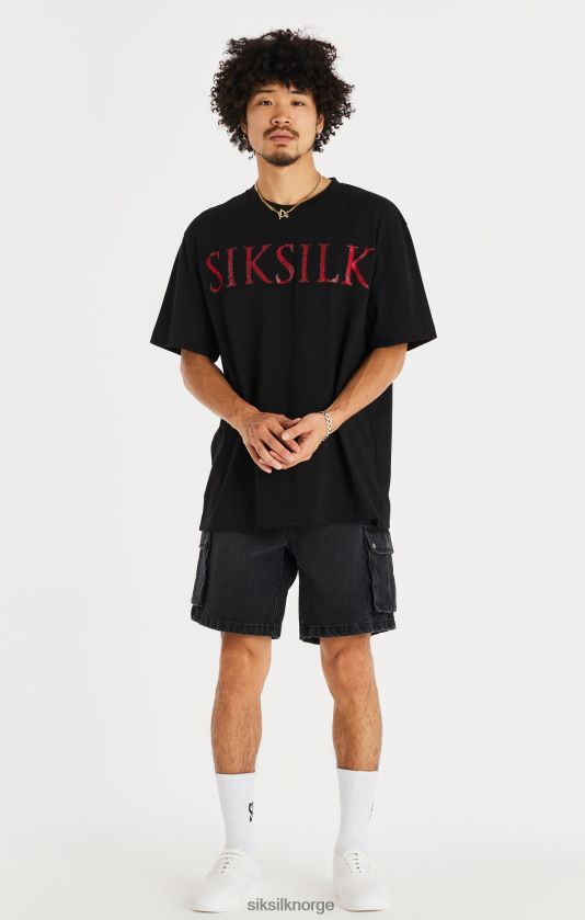 SikSilk menn svart denim cargo short V8JH48598 klær